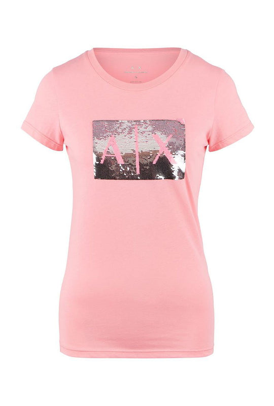 ARMANI EXCHANGE ROSE SEQUIN LOGO TEE