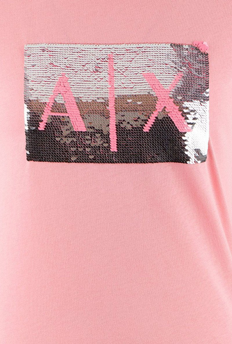 ARMANI EXCHANGE ROSE SEQUIN LOGO TEE