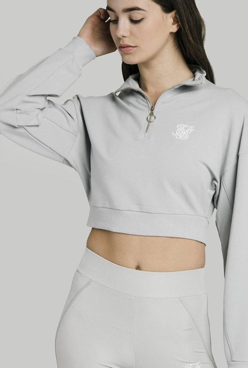 QUARTER ZIP CROP SWEAT