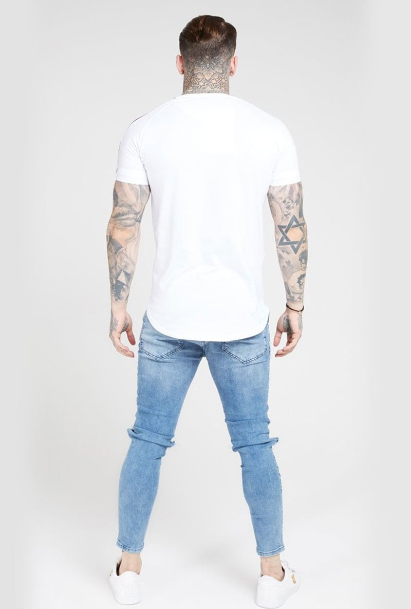 INSET CUFF FADE PANEL TECH TEE