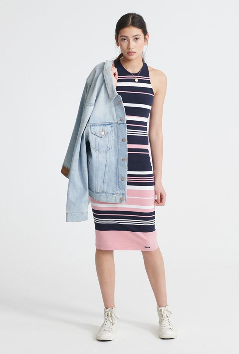 VERIGATED STRIPE MIDI DRESS