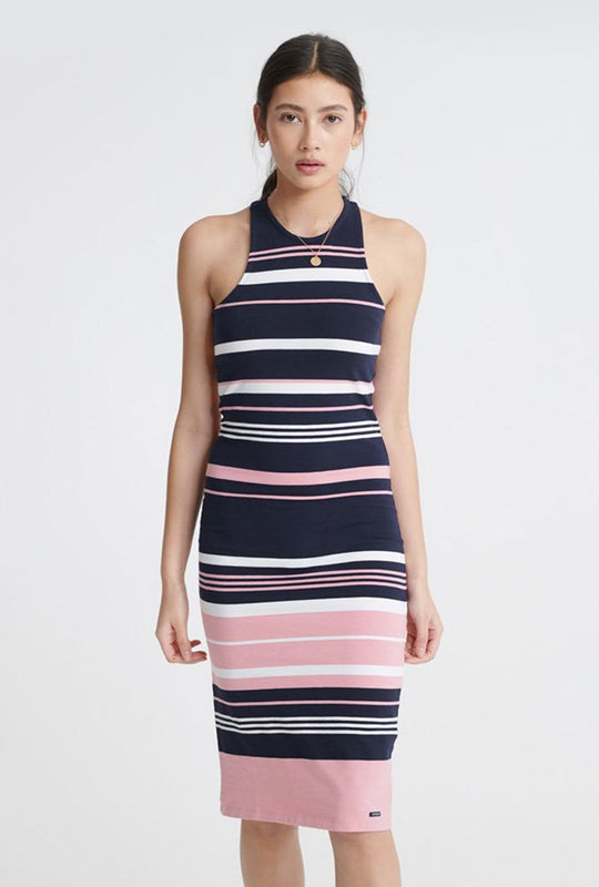 VERIGATED STRIPE MIDI DRESS